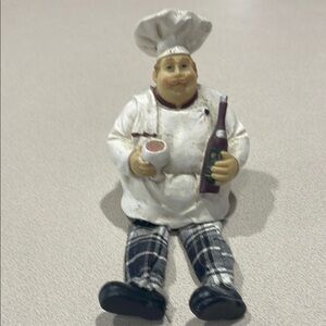 Charming Chef Figurine with Wine Bottle